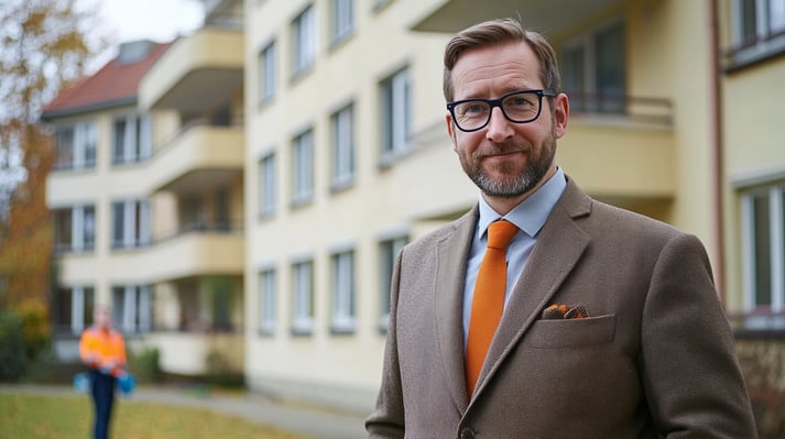 Mann im Anzug vor MFH