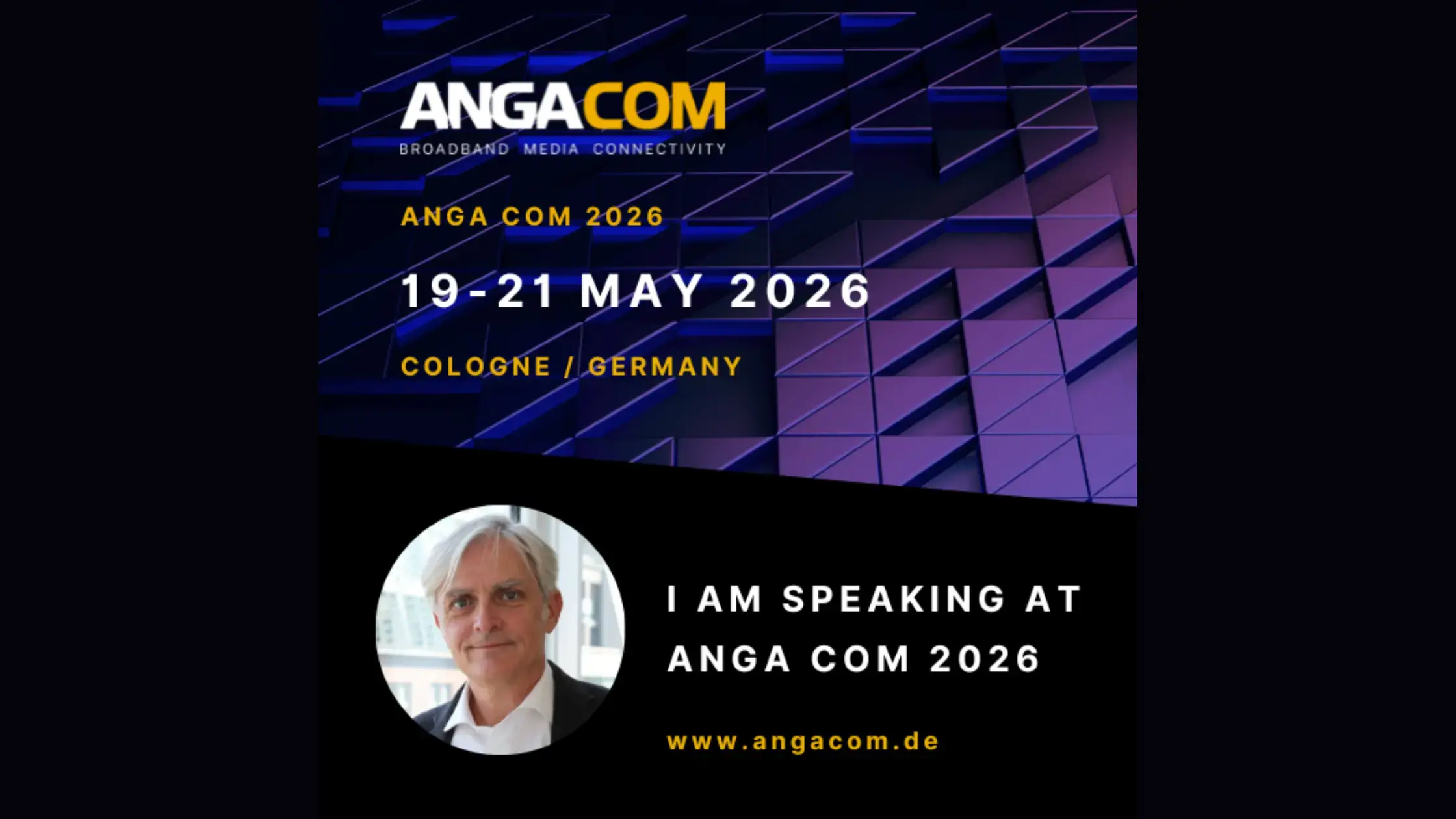 Ralph Steffens, Co-CEO von DNS:NET, spricht auf der ANGA COM 2026 in Köln – Europas führender Kongressmesse für Breitband, Medien und Konnektivität (19.–21. Mai 2026).